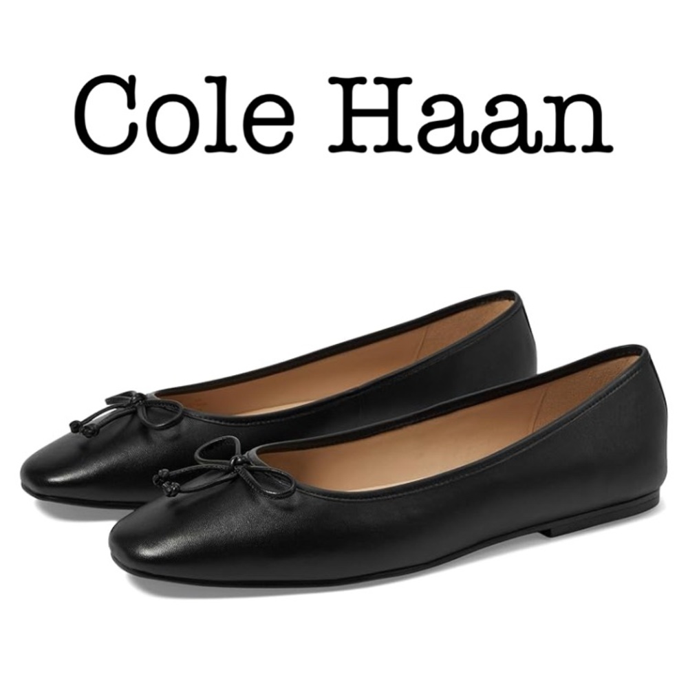 Cole Haan Yara Soft Leather Black Ballet Flats Size 10